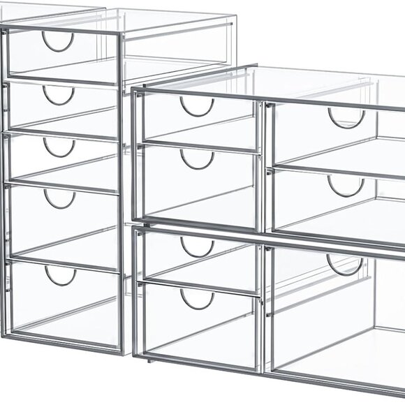 Versatile 4-Pack Acrylic Storage Organizers with 16 Drawers for Home & Office